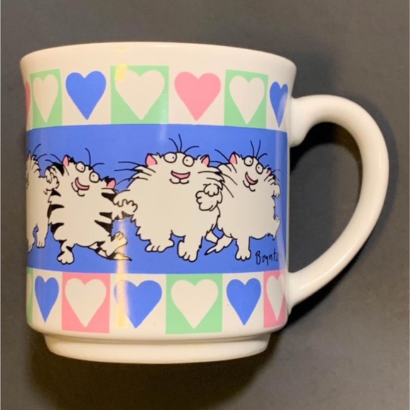 Sandra Boynton Mug Cats Hearts for Coffee Teacup 1980s Recycled Paper Company - Picture 4 of 7